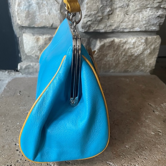 New Turquoise blue and yellow purse. Wilson leather pelle studio. NO TAGS - Picture 8 of 9